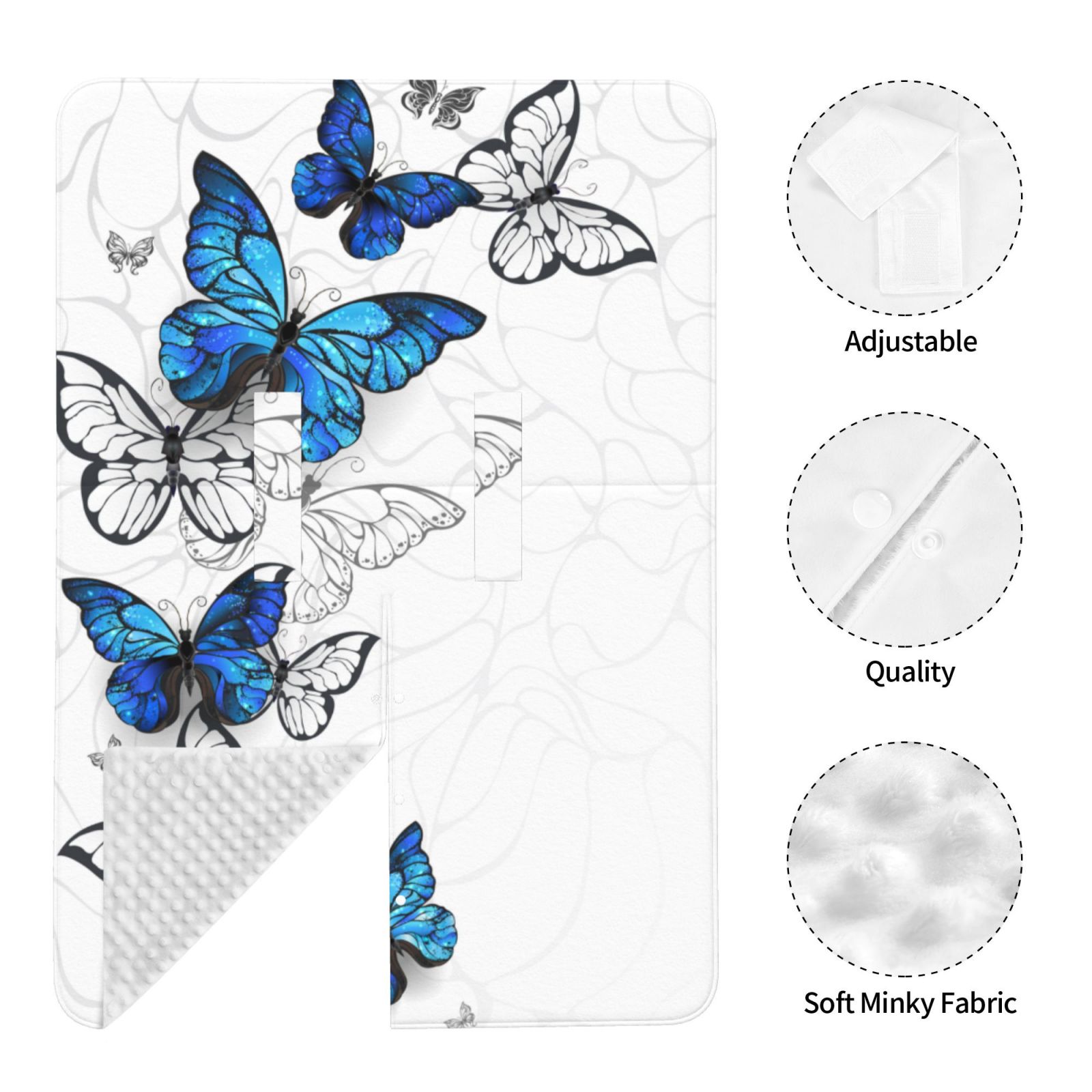 Naloa Blue Flying Butterflies Baby Car Seat Cover, Breathable Baby Carrier Cover, Multiuse Baby Carrier Cover & Nursing Breastfeeding Cover