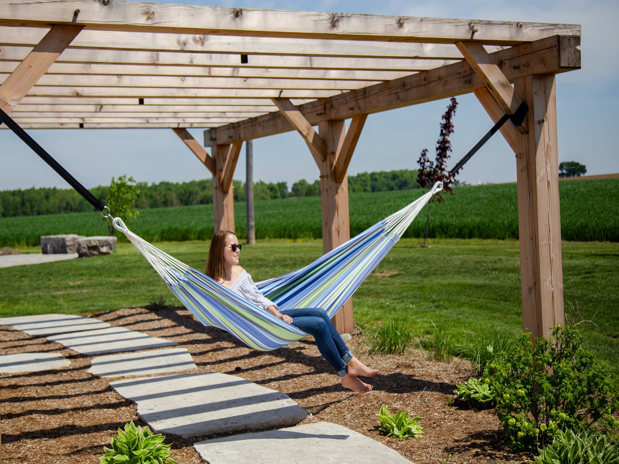 Vivere Double Brazilian Style Cotton Hammock - Oasis