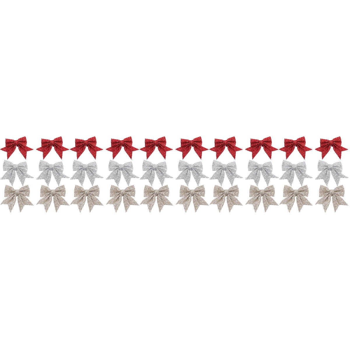 FONDOTIN Christmas Hanging Glitter Bows, Assorted Colors, 30 Pieces for Indoor Holiday Decorations and Festive Home Decor