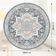 thumbnail image 3 of 6'x6' Round Area Rugs, Machine Washable Non Slip Area Rug for Living Room, Soft Low Pile Vintage Print Pattern Indoor Bedroom Thin Carpet, Navy Blue, 3 of 6