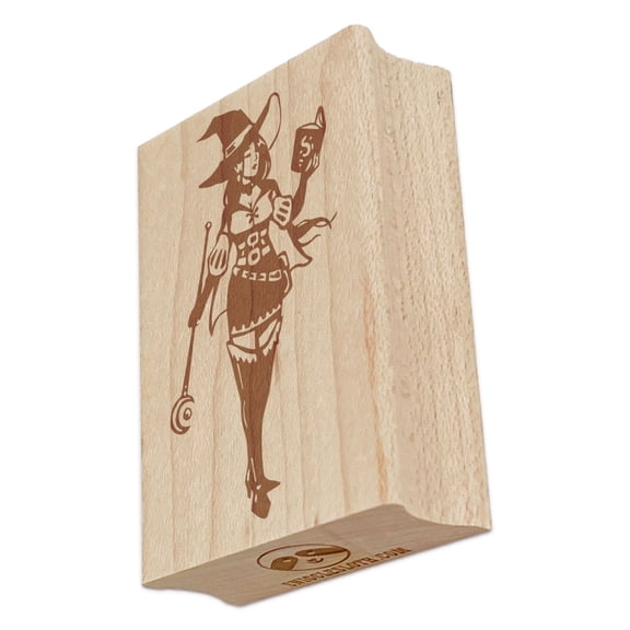 RPG Class Mage Sorcerer Wizard Spell Caster Rectangle Rubber Stamp Stamping Scrapbooking Crafting - Small 1.7in