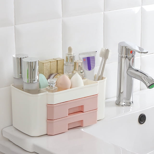Fiudx Organizador de Maquillaje de Gran Capacidad, con Múltiples Compartimentos, Ideal para Baño o Sala de Estar, Color Azul o Verde, Tamaño Compacto (24 X 11 X 11 Cm), Peso Ligero (220 G).