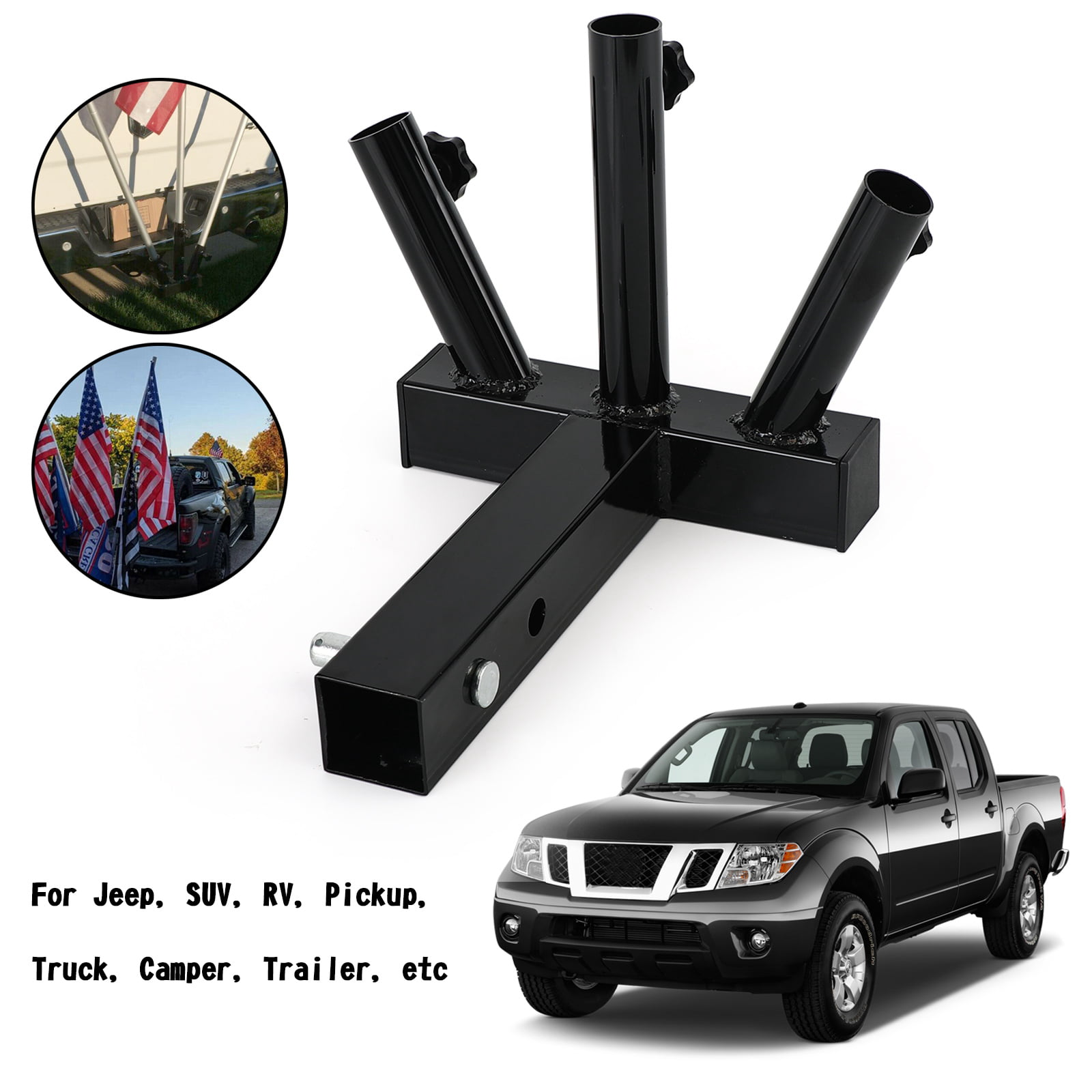 Pickup Truck Flag Pole Mount for Trailer Truck Flag Pole Mount Hitch Flag Pole Holder Heavy Duty Car Flag Mount for Any Vehicle with Standard 2 Hitch Receiver Car 