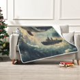thumbnail image 7 of Yayeee Throw Blanket for Couch Soft Warm 50" x 60" Sofa Chair Bed Decoration, Beige Floating Whale, 7 of 7