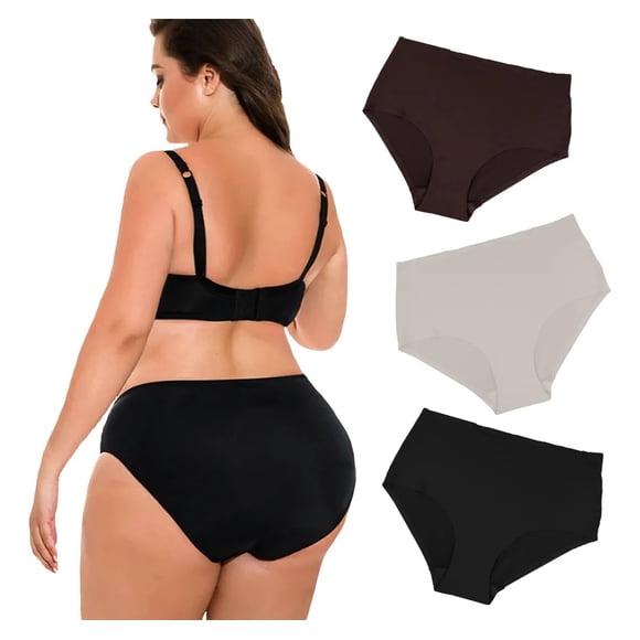 Pack 3 Pantaletas Completa Tiro Alto Sin Costura Tallas Plus