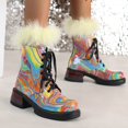 thumbnail image 2 of NECHOLOGY Botas Mujer Adulto Femenino Zapatos Botines mujer Botines de mujer Moda de otoño e invierno Color desteñido Cómodo con cordones Tacón cuadrado Tacón grueso (A, 7), 2 of 7