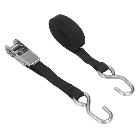 

1in 25mm Ratchet Tie Down Straps Black Rust Proof Precise Stitching for MotorcycleTrailer Truck Kayak Boat 5m / 16.4ft