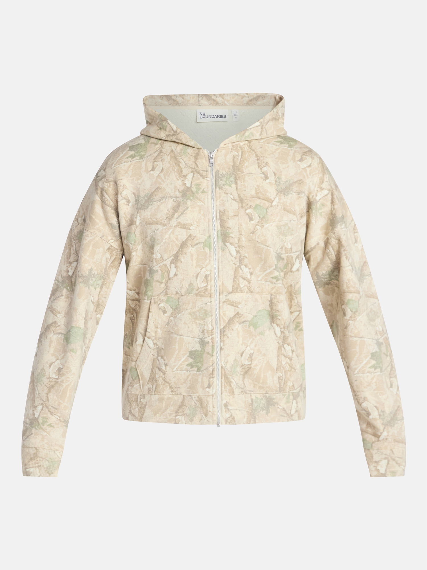 No Boundaries Zip Hoodie with Long Sleeves, Men's XS-4XLT