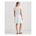 thumbnail image 2 of LAUREN RALPH LAUREN Womens White Eyelet Ruffled Drawstring Waist Lined Tiered Flutter Sleeve Round Neck Above The Knee Fit + Flare Dress 18, 2 of 4