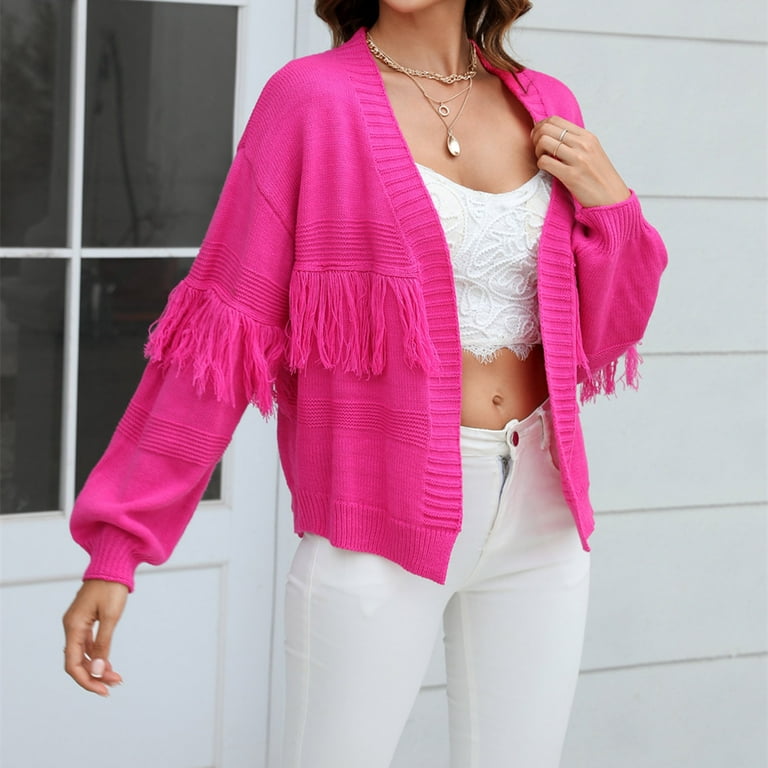 Hot pink fringe sweater hot sale