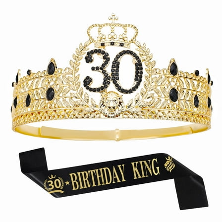 Rhinestone Gold Tiara 30 years Crown
