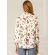 thumbnail image 5 of Allegra K Blusa Cuello Alto Camisa Floral Con Botones Mangas De Pulsera Para Mujeres Beige Claro S Unique Bargains Blusa, 5 of 6