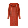 thumbnail image 5 of Lindreshi Winter Coats for Women Plus Size Clearance Fashion Womens Casual Color Long Sleeve Cardigan Hooded Mid-length Coat, 5 of 7