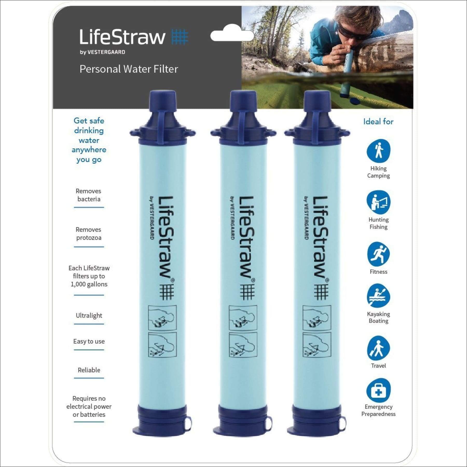 LifeStraw Personal Water Filter Original 3 Pack