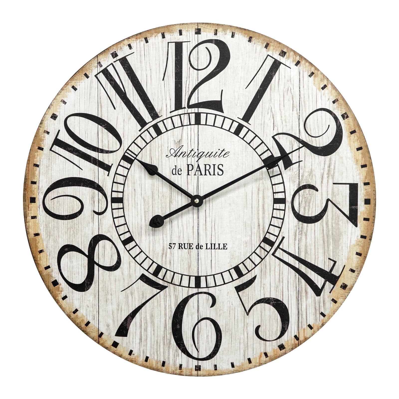MODE HOME Large Farmhouse Wall Clocks, 24 Inch French Vintage Wooden Wall Clocks, Battery Operated Silent MODE HOME Large Farmhouse Wall Clocks, 24 Inch French Vintage Wooden Wall Clocks, Battery Operated