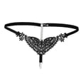 thumbnail image 3 of Tanga sexy ahuecado con perlas de encaje fino para mujer negro, 3 of 9