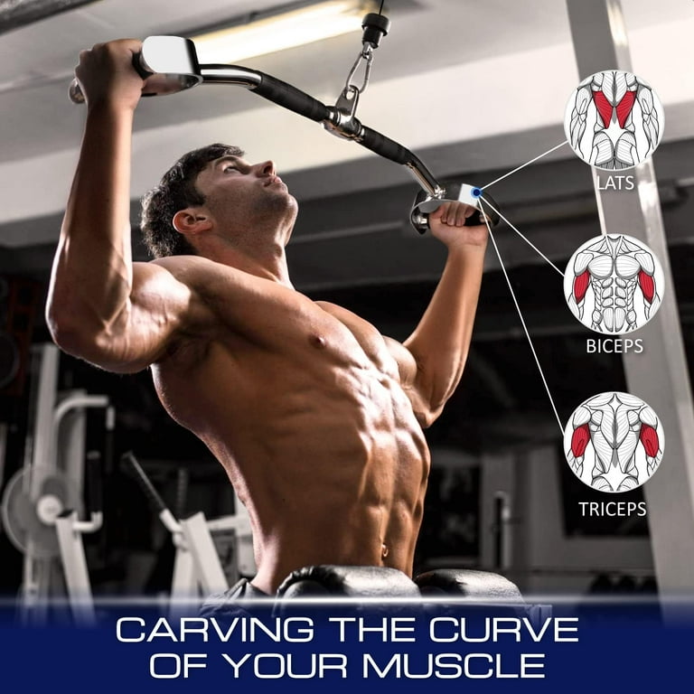 Yes4All Wide Grip LAT Pull Down Bar Attachments with D Grip Handles Curl LAT Pulldown Attachment for Gym Equipment Press Down Bar 27 Cable