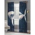 thumbnail image 3 of Retro Plank Sheer Curtains 96 Inch Long 2 Panels, Graceful Whale in Oceanic Watercolor Light Filtering Rod Pocket Curtains, Sheer Voile Drapes for Living Room Bedroom, 52"x96", 3 of 8