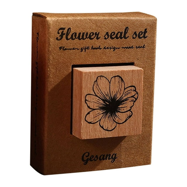 Fwttom Flower Ritual Seals Flowers and Rites Collection Decorative Hand Tent Seals Vintage Wood Children's Seals Plant Flower and Grass Material Printing and Painting