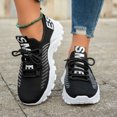 thumbnail image 2 of Knit Mesh Sneakers for Women Casual Thick Sole Cushioning Running Shoes Breathable Lace up Tennis Shoes Slip on Loafers Black Size 8.5, 2 of 6