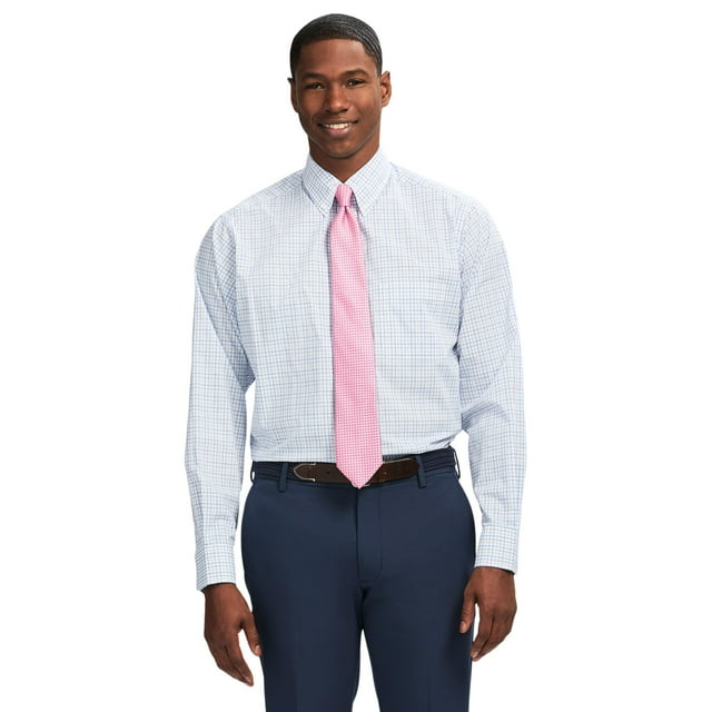 Camisa de vestir IZOD para hombre, corte regular, manga larga, sin arrugas