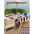 thumbnail image 4 of Outdoor Tablecloth with Umbrella Hole and Zipper, Pink Roses Rectangle Table Cloth 60x102 Inch Waterproof Tablecloth, Valentine's Day Love Flowers Stripes Rustic Picnic Table Cover for Patio Camping, 4 of 7