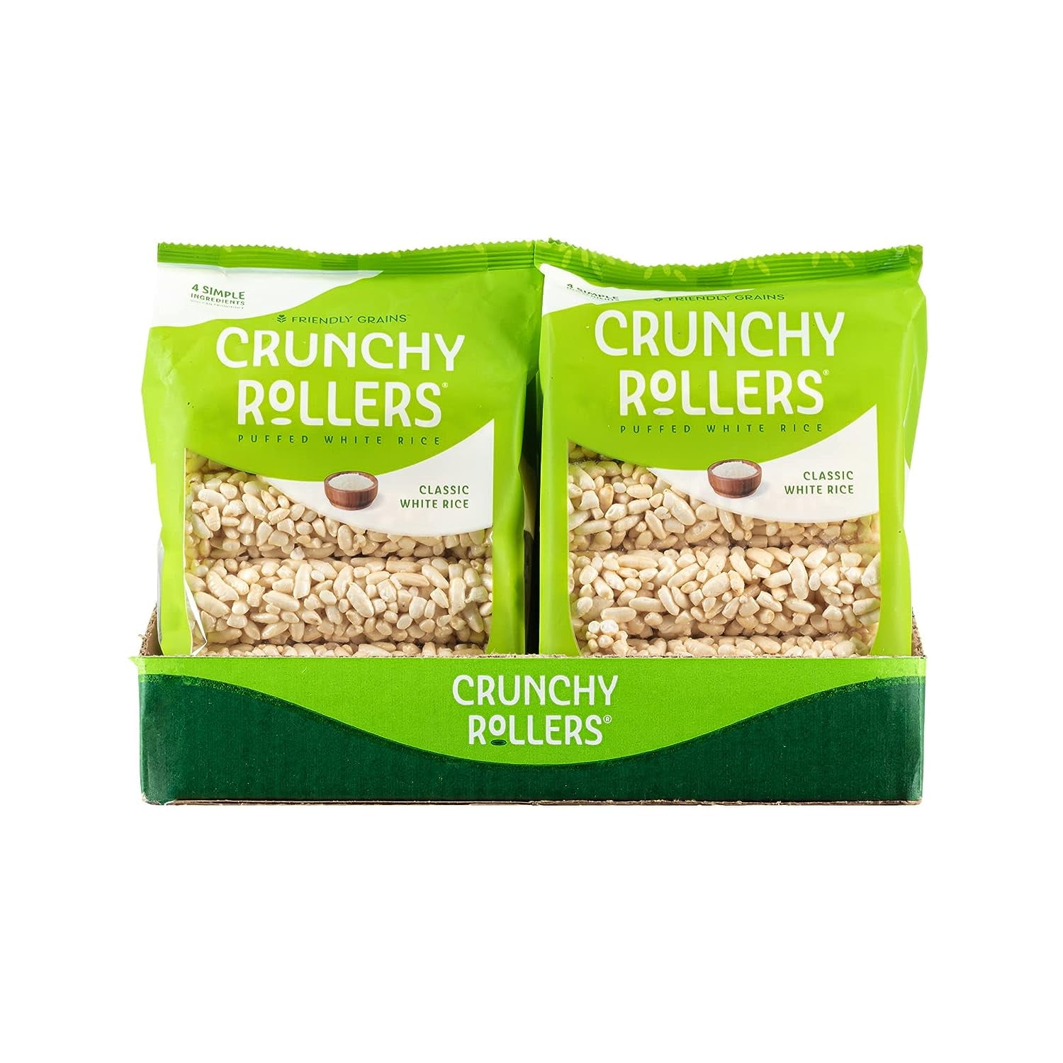 Friendly Grains Crunchy Rollers Classic White Rice, Allergen Free, Gluten-Free, 12 Packs of 9