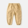 thumbnail image 4 of GBSYEWXS Toddler Child Boys Pants Solid Color Elastic Waist Cargo Full-Length Comfortable Relaxed Trousers Khaki Size 3 Years-4 Years, 4 of 9
