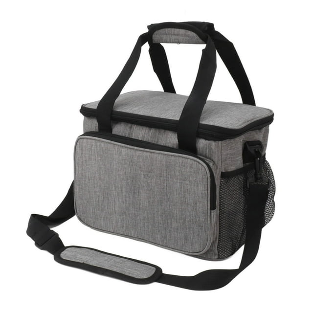 Bolsas de almuerzo aisladas engrosadas, impermeables, enfriadoras de Oxford para enfriar bolsas de almuerzo grandes con manijas y correas grises al aire libre