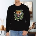 thumbnail image 6 of Men's 330g 100% Cotton Ttiger Head  Pattern Dropped Shoulder Crew Neck Sweatshirt, 6 of 15