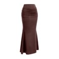 thumbnail image 3 of Junboys Women's Fishtail Midi Skirt - Sexy Flowy Bodycon Skirts for Women, Solid Color Summer Skirt for Club & Cocktail Evening,Brown S, 3 of 4