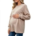 thumbnail image 6 of Maternity Women's Crewneck Sweatshirt Long Sleeve Front Pleated Blouse Fall Pregnancy Workout Loose Fit Top M-3XL, 6 of 6