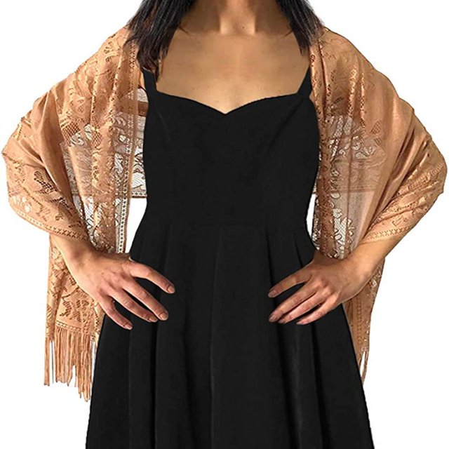 Bufanda floral para mujer, bufanda tipo capa, bufanda de encaje, bufanda con alas y borlas, envolturas de flecos de malla suave para bodas y fiestas