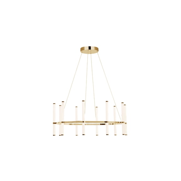 Homestock Eclectic Escape 60W Chandelier, Aged Brass With White Acrylic Diffuser