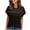 Black, variant on Staron Women's Casual Loose V-Neck T-Shirt Top Vintage Fashion Blouse with Lace Panels Short Sleeve Comfy Relaxed Spring Summer Shirt, Hot Pink XXL