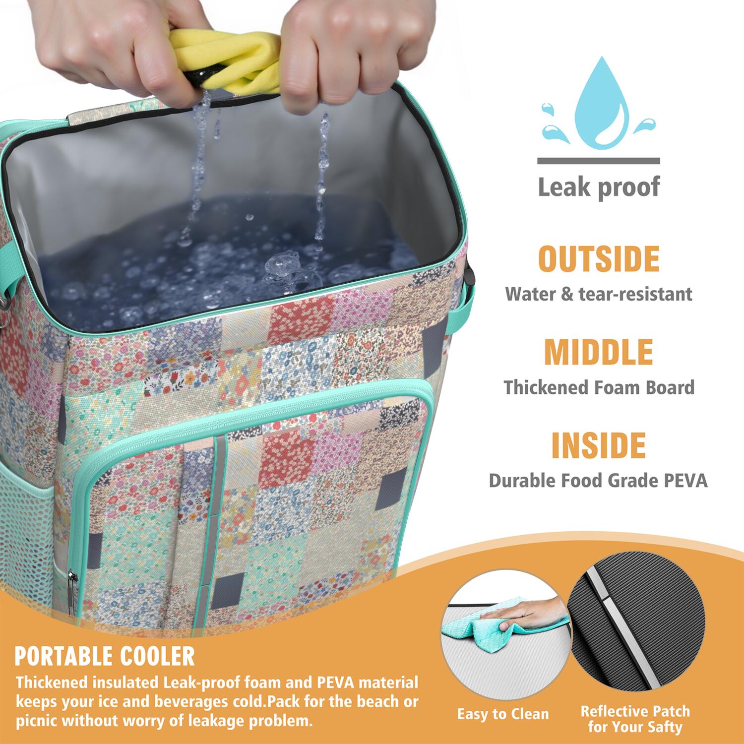 Travel Cooler Bag - Pioneer Flower Camping Beer Cooler Backpack with Bottle Opener- Waterproof Insulated Picnic Backpacks - Cooler Bag for Beach