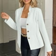 thumbnail image 3 of Casual Blazers for Women Trendy Textured Solid Color Fitted Work Office Jacket Notch Collar Business Dressy Coat (XL, White), 3 of 5