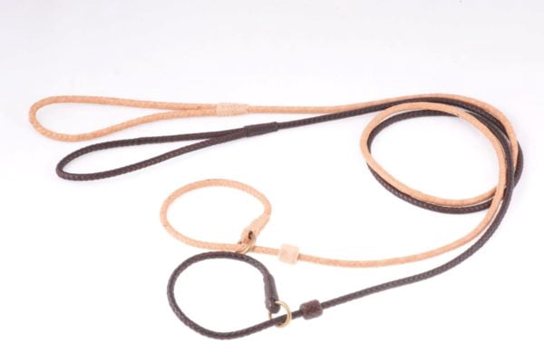 Alvalley Braided Leather Dog Leashes with Stopper - Pet Slip Leads for Dogs - Soft Gentle Leash - Adjustable for Small, Medium, Large & Extra Large Dogs (Black and White, 6ft Long, 1/8in Thick)