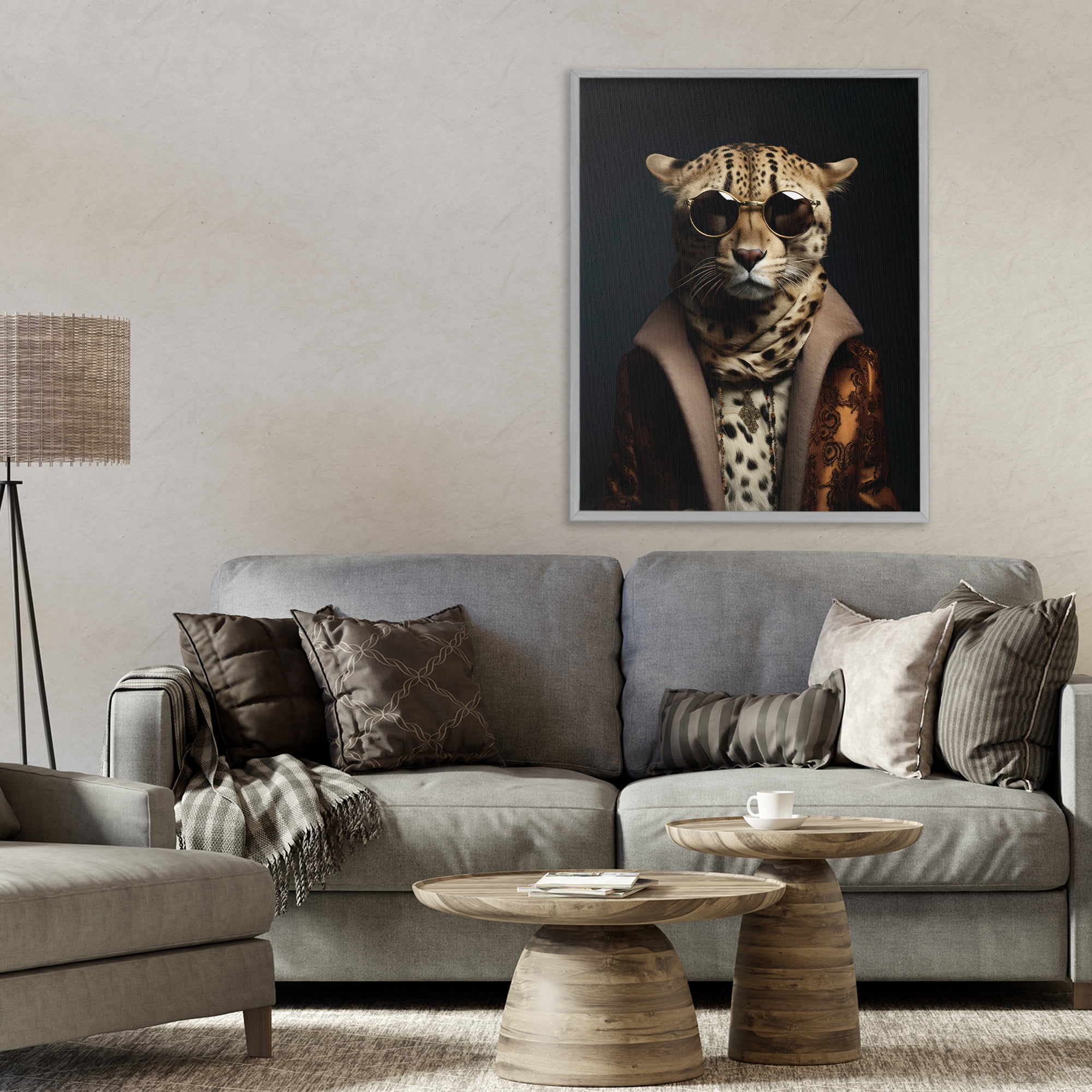 Stupell Industries Luxury Cat Couture Gray Framed Giclee Art, design by Andrea Haase