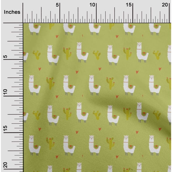oneOone Georgette Viscose Lime Fabric Cactus & Sheep Diy Clothing Quilting Fabric Print Fabric By Yard 42 Inch Wide
