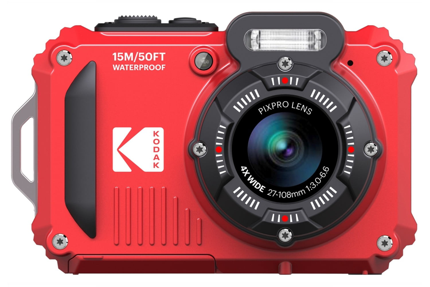 Kodak PIXPRO WPZ2 Digital Camera (Red) + Extra Battery + Flash - 32GB Kit