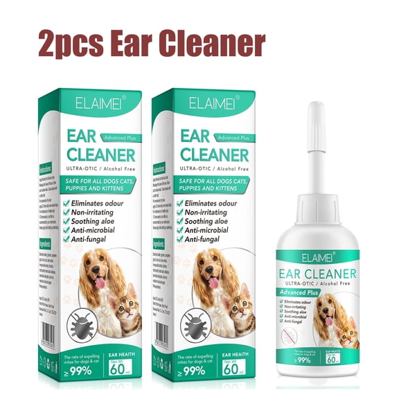 Petpya Pet Ear Cleaner Solution for Dogs & Cats,2Pcs Ear Cleaning Drops,Prevents Infection, Itching & Odor Puppy Ear Cleanser,Safely Removes Debris and Wax for All Pets