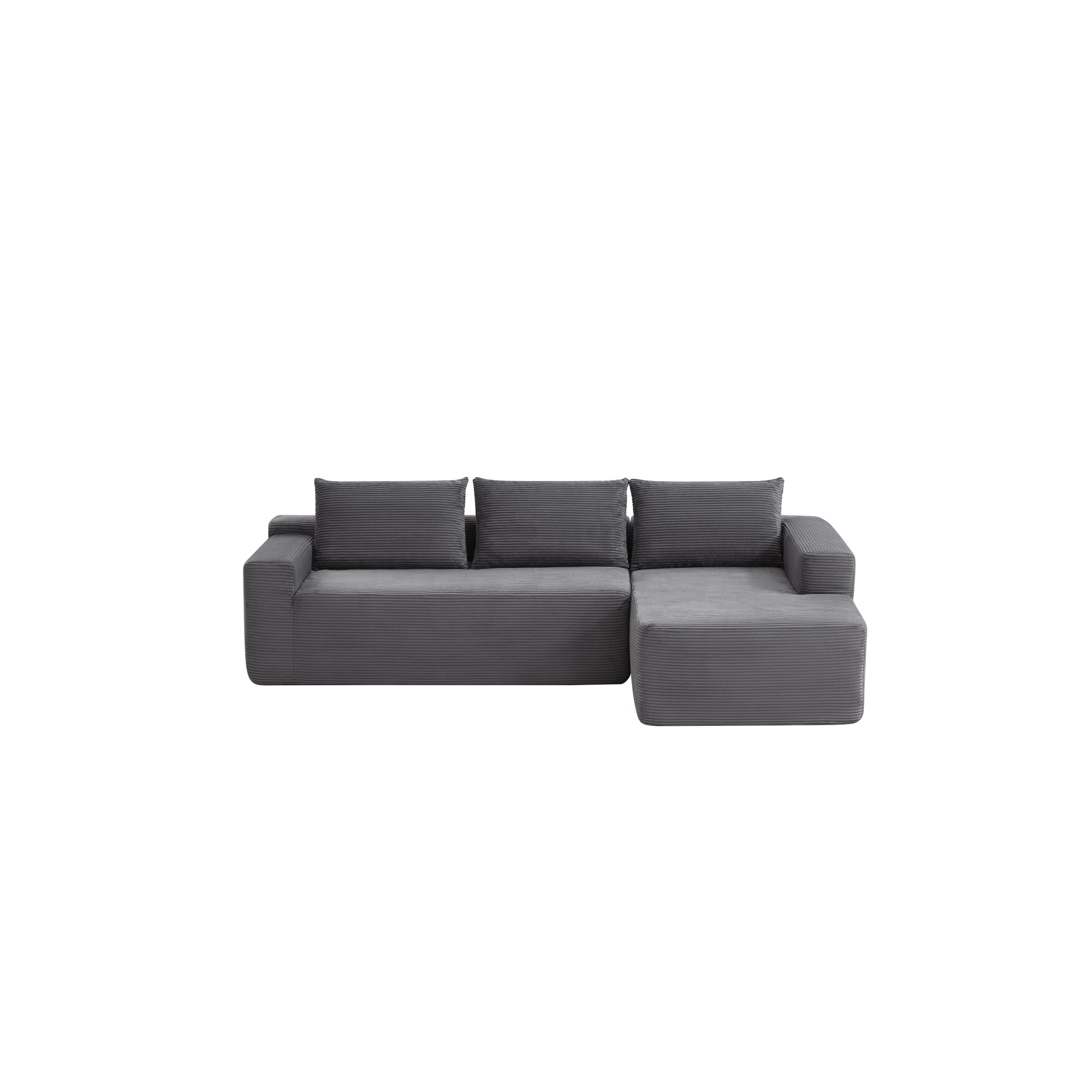 Leumius Cloud Sectional Couch with L-Shape Chaise,Modern Upholstered Boneless Couch with Deep Seat for Living Room Bedroom, No Assembly Required,Gray(Right Facing Chaise)