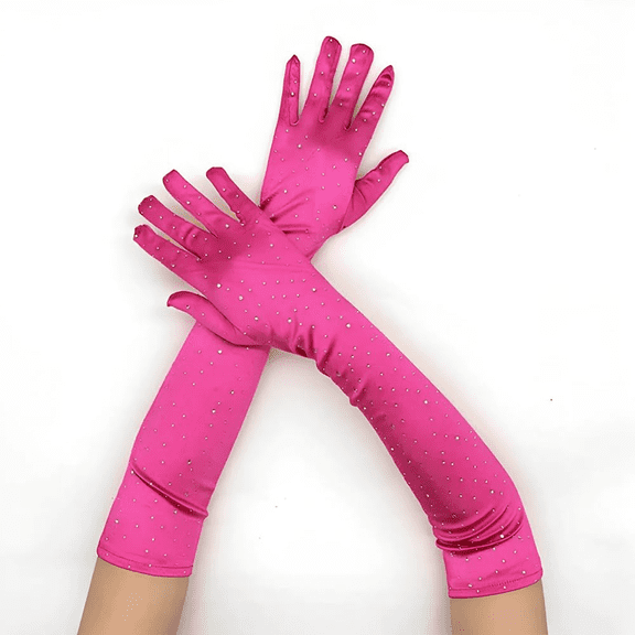 Womens Sequin Gloves Stage Performance 1920s Opera Long Satin Gloves Stretchy Adult Size Length Bridal Gloves