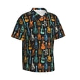 thumbnail image 2 of Daiia Colorful Guitar Hawaiian Shirt for Men Gentle Cotton Regular Short Sleeve Casual-Large, 2 of 9