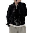 thumbnail image 3 of Women'S Sweaters Fall Winter Quarter Zip Long Sleeves Casual Ribbed Cable Knit Pullover Black One size, 3 of 9