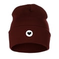thumbnail image 2 of I&W Classic Winter Cuffed Beanie Knit Hat Love or Broken Heart Logo (Burgundy Beanie, White Black Heart), 2 of 2