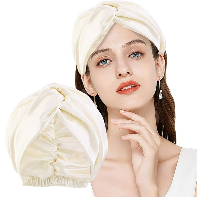 Bonnet en Satin de Soie pour Femmes, Très Grand, Réversible, Ajustable, Bonnet de Nuit pour Cheveux