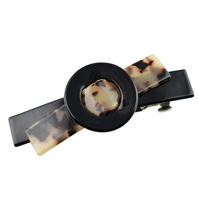 Pasadores para el pelo grandes, multicolores, vintage, elegantes, de carey para niñas Negro