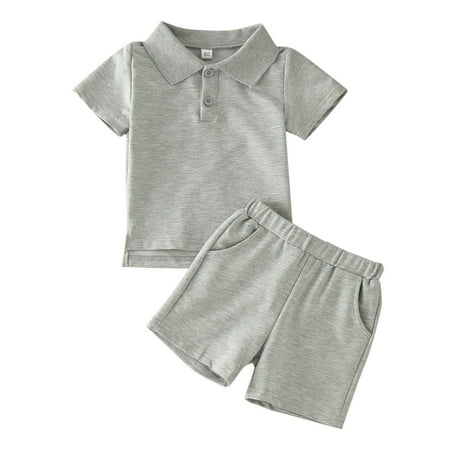 

FhsagQ Boys Outfits Summertime Toddler Boys Girls Summer Short Sleeve Solid Color Tops Shorts 2Pcs Outfits Clothes Set Baptism Outfits for Boys 3T Baby Boy Outfits 6-9 Months Grey 2-3 Years